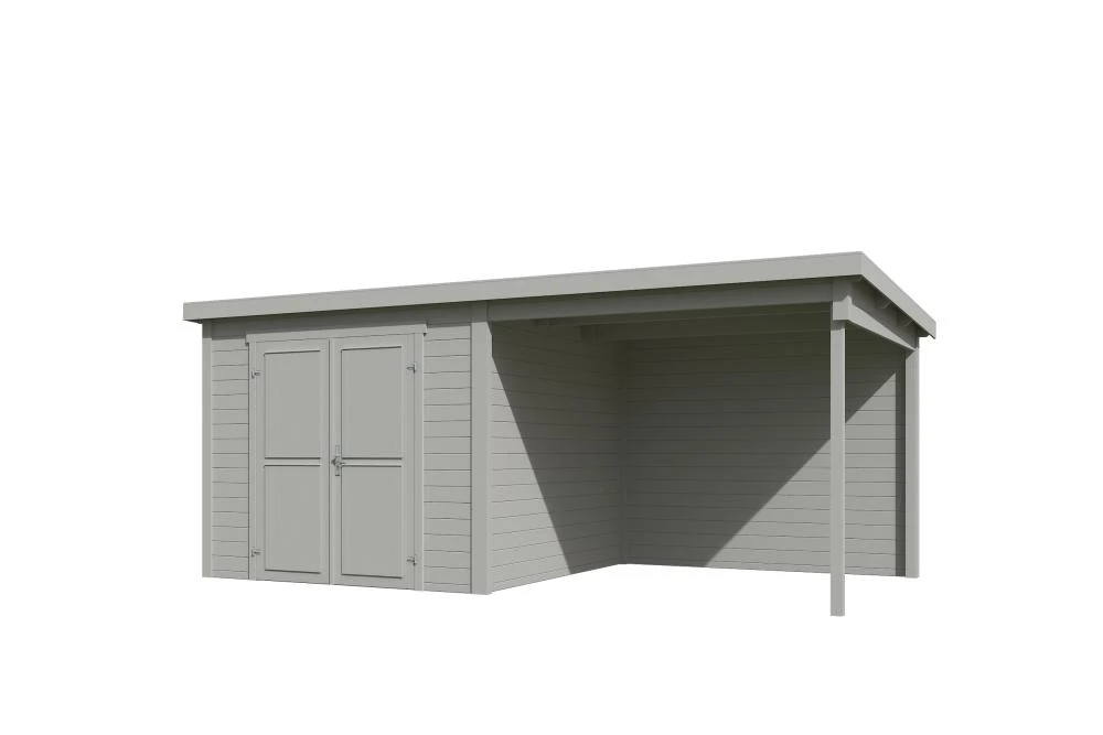 Outdoor Life Blokhut Lars met Overkapping platinum grey 500 x 250 cm - Afbeelding 3